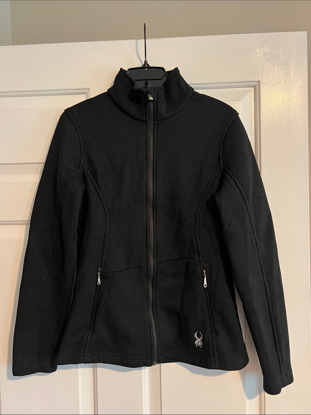 Spyder Black Ribbed Full-Zip Utility Jacket